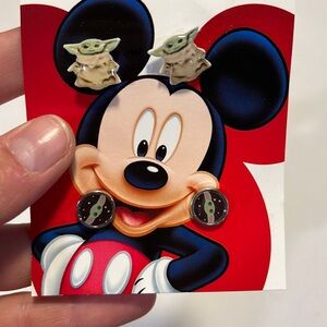 Two pair baby yoda earrings with backings.